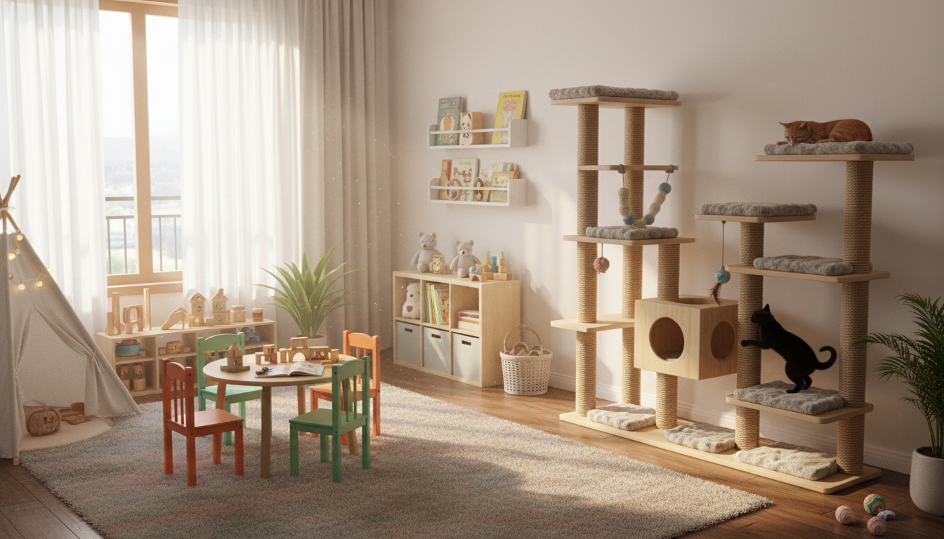 découvrez comment aménager des espaces de jeu sécurisés et enrichissants pour enfants et chats, favorisant leur bien-être et leur épanouissement au sein du foyer.