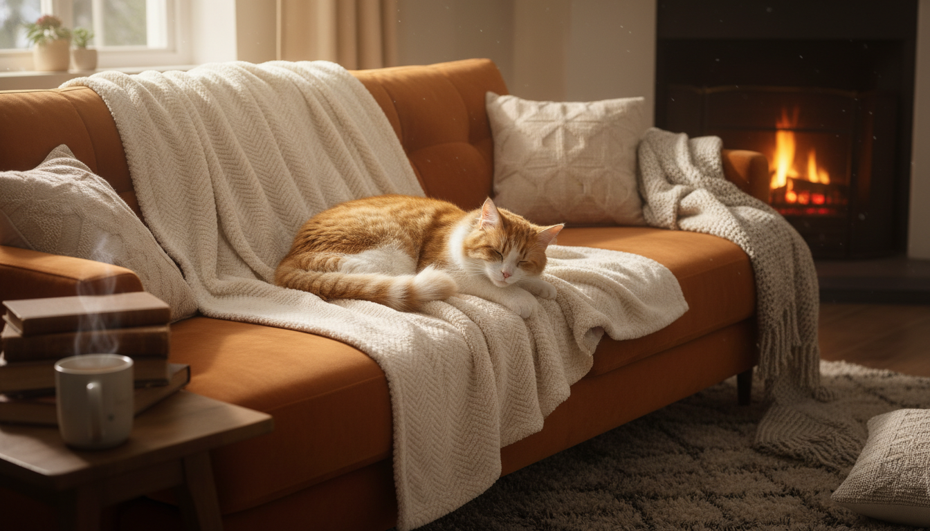 découvrez notre sélection de couvertures et plaids douillets pour offrir chaleur et confort à votre chat, et créer un espace cosy où il pourra se détendre en toute sérénité.