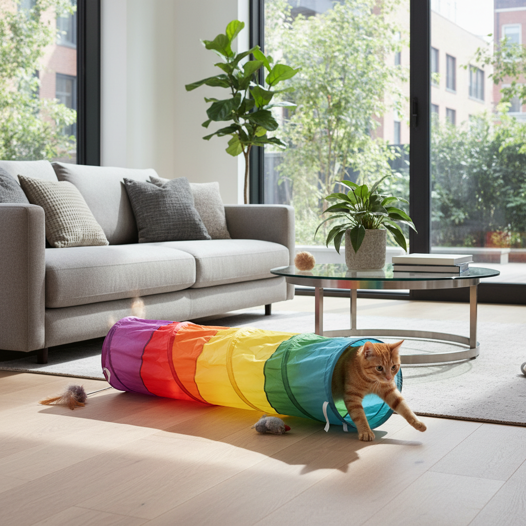 découvrez comment les tunnels et cachettes pour chats stimulent l'instinct naturel d'exploration et de jeu de votre félin, pour un compagnon heureux et actif.