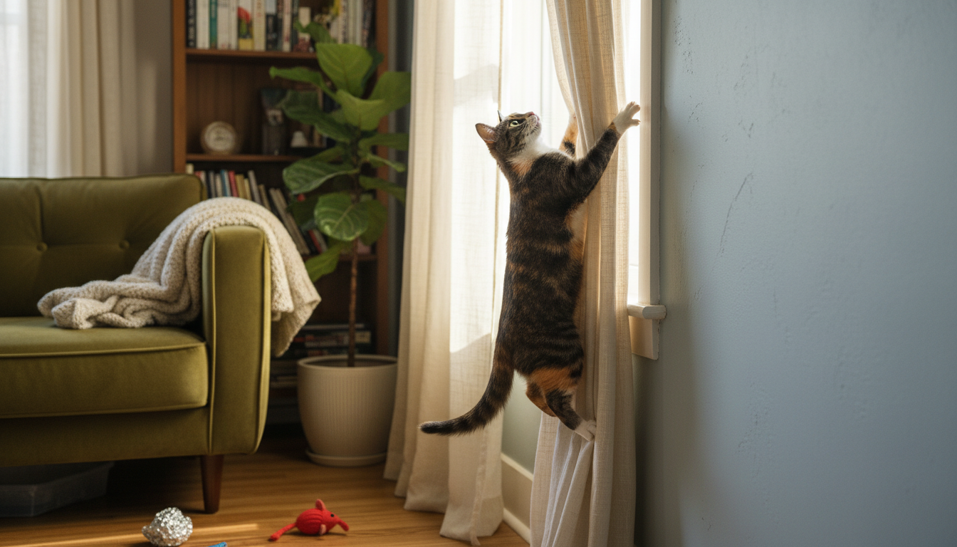 Pourquoi mon chat escalade-t-il les murs et les rideaux ?